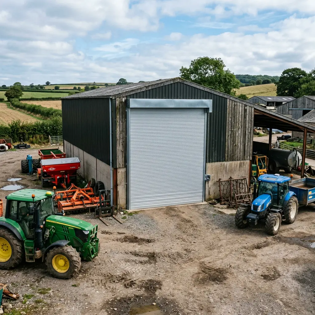 Agricultural roller shutter door installation
